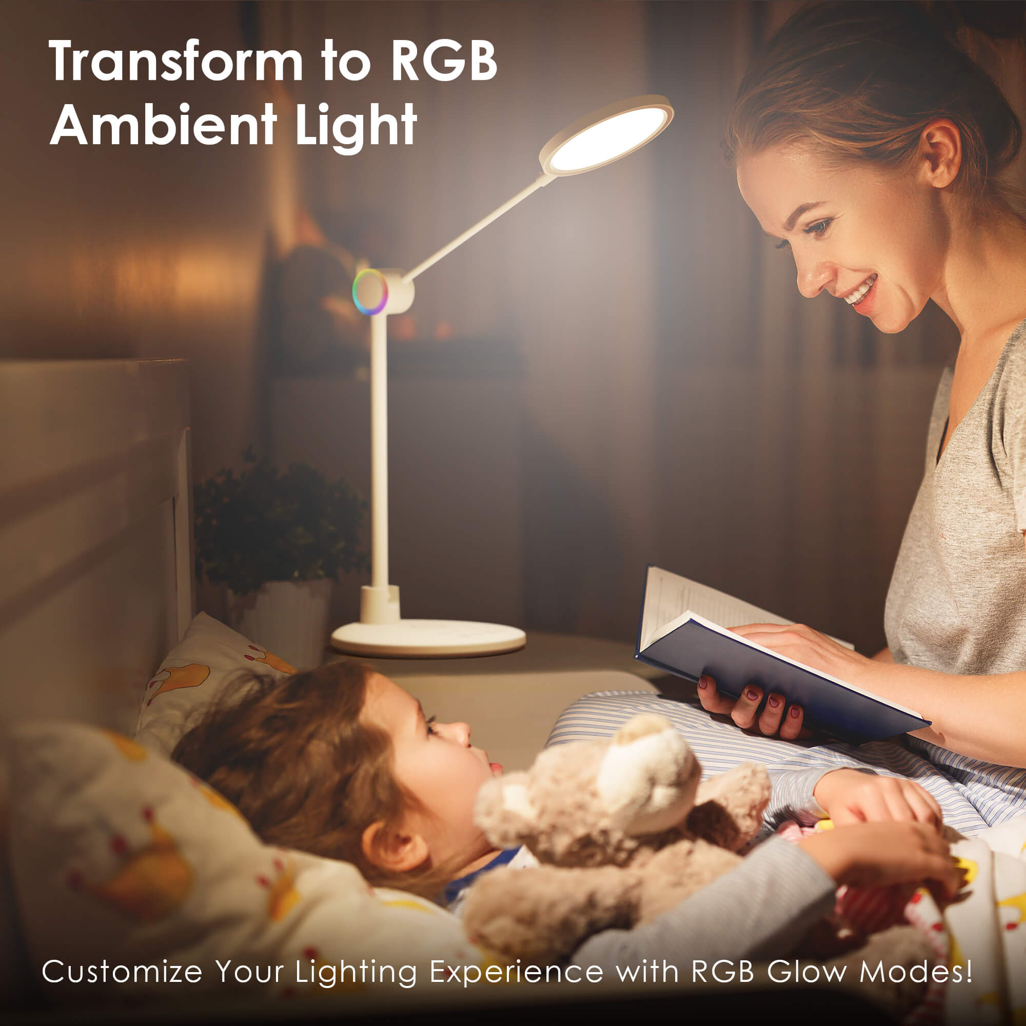 LED Desk Lamp with Wireless Charger, Eye-Caring Table Lamp, Stepless Dimming Modes, 5 Color Modes, Adjustable Swing Arm, Auto-Off Timer, RGB Ambience Night Light, for Home Office & Reading LED Desk Lamp with Wireless Charger, Eye-Caring Table Lamp, Stepless Dimming Modes, 5 Color Modes, Adjustable Swing Arm, Auto-Off Timer, RGB Ambience Night Light, for Home Office & Reading